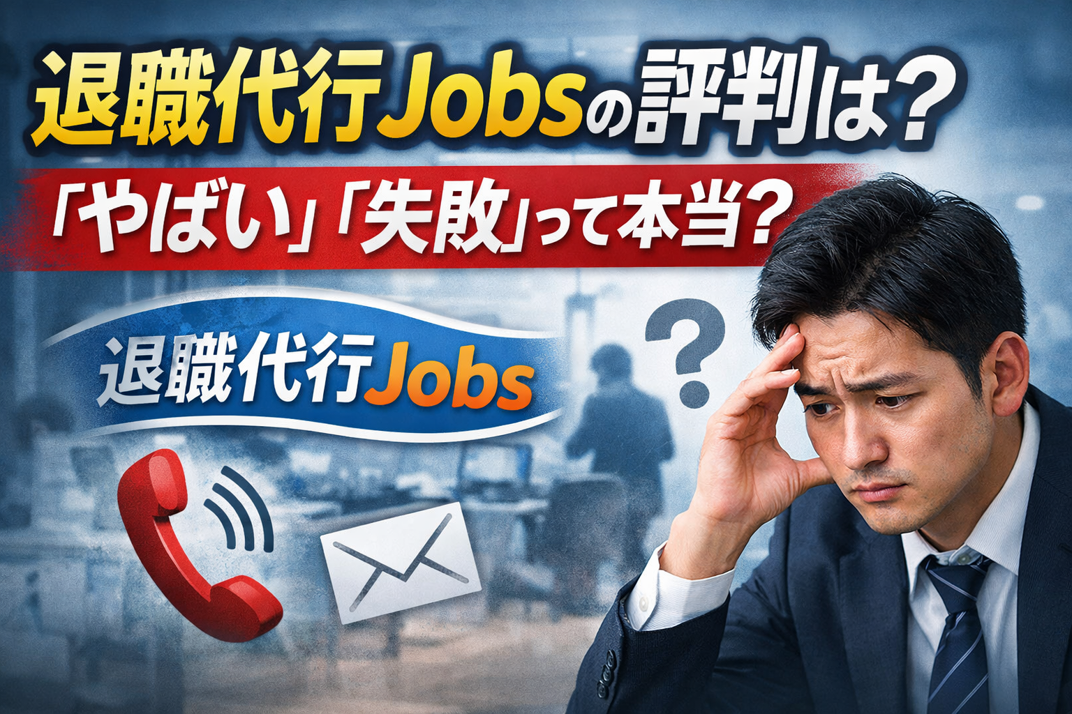 退職代行Jobsの評判・口コミと「やばい」「失敗」「連絡来ない」を解説するアイキャッチ画像